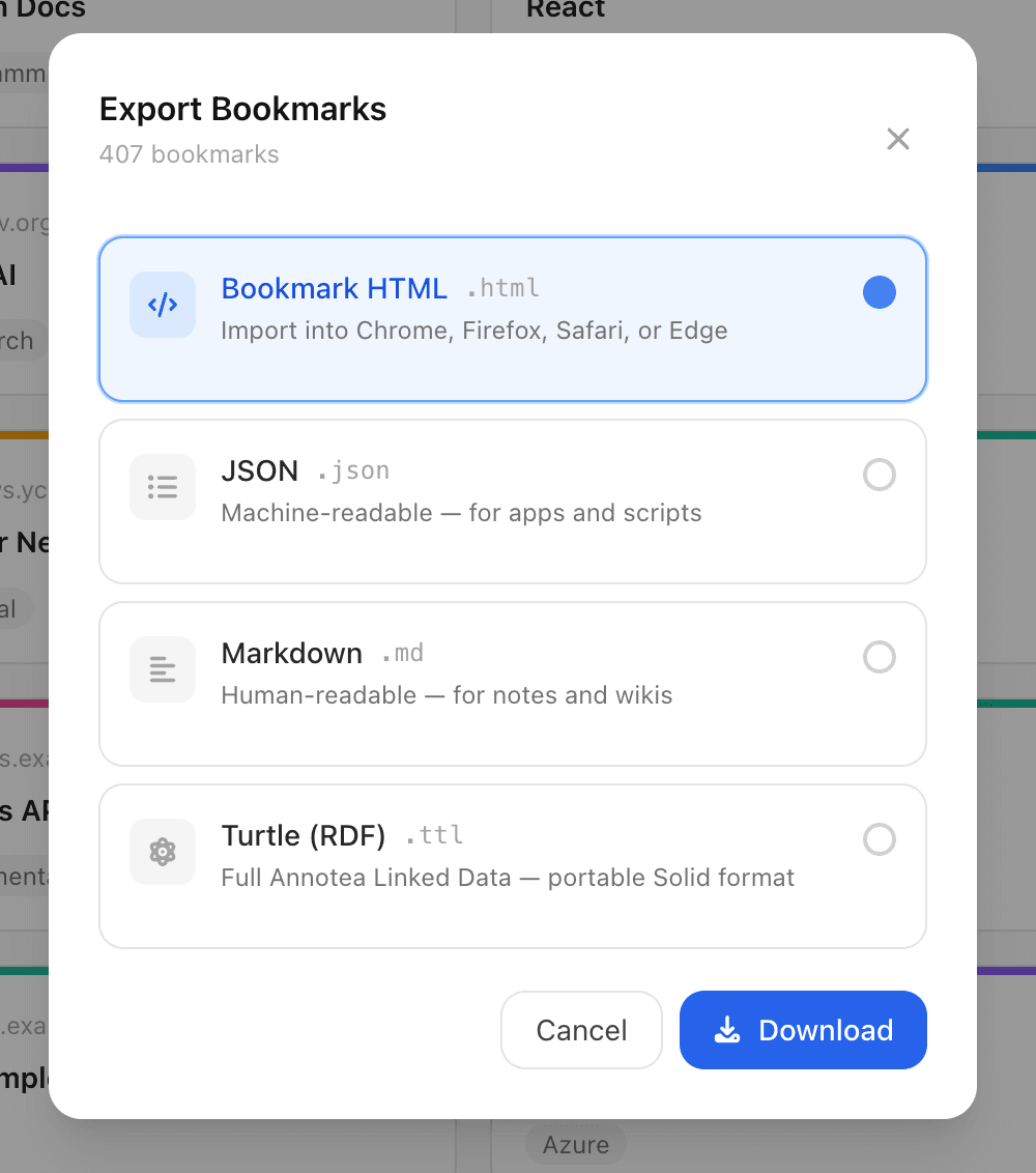 Export to standard formats